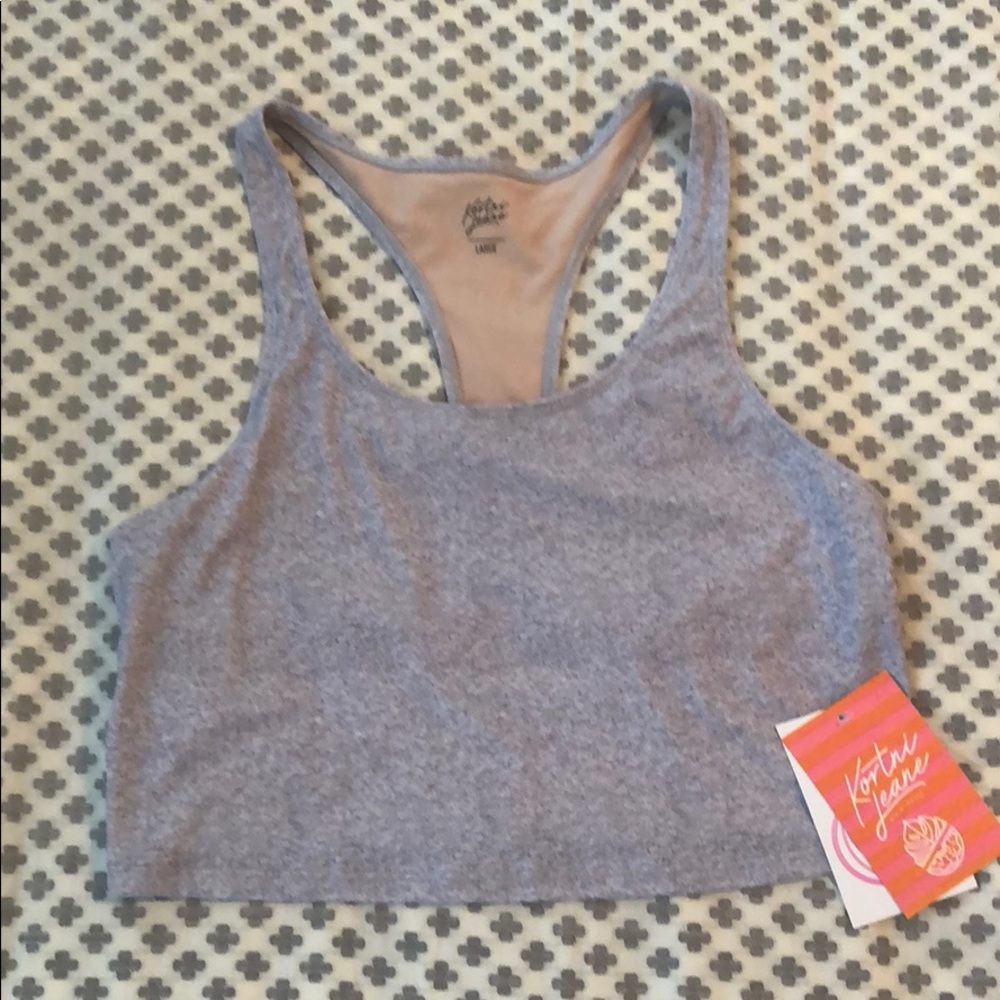 Kortni Jeane L Hthr Grey Racer Back Swim Top